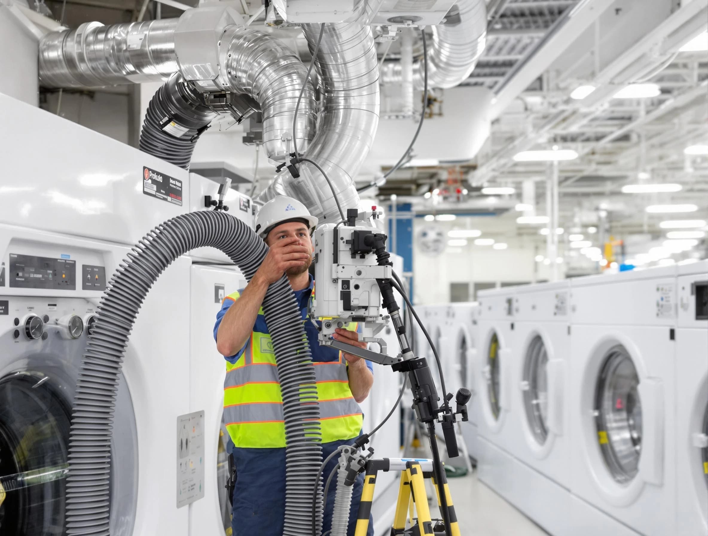 Franklin Dryer Vent Cleaning team performing commercial-grade dryer vent cleaning at a business facility in Franklin