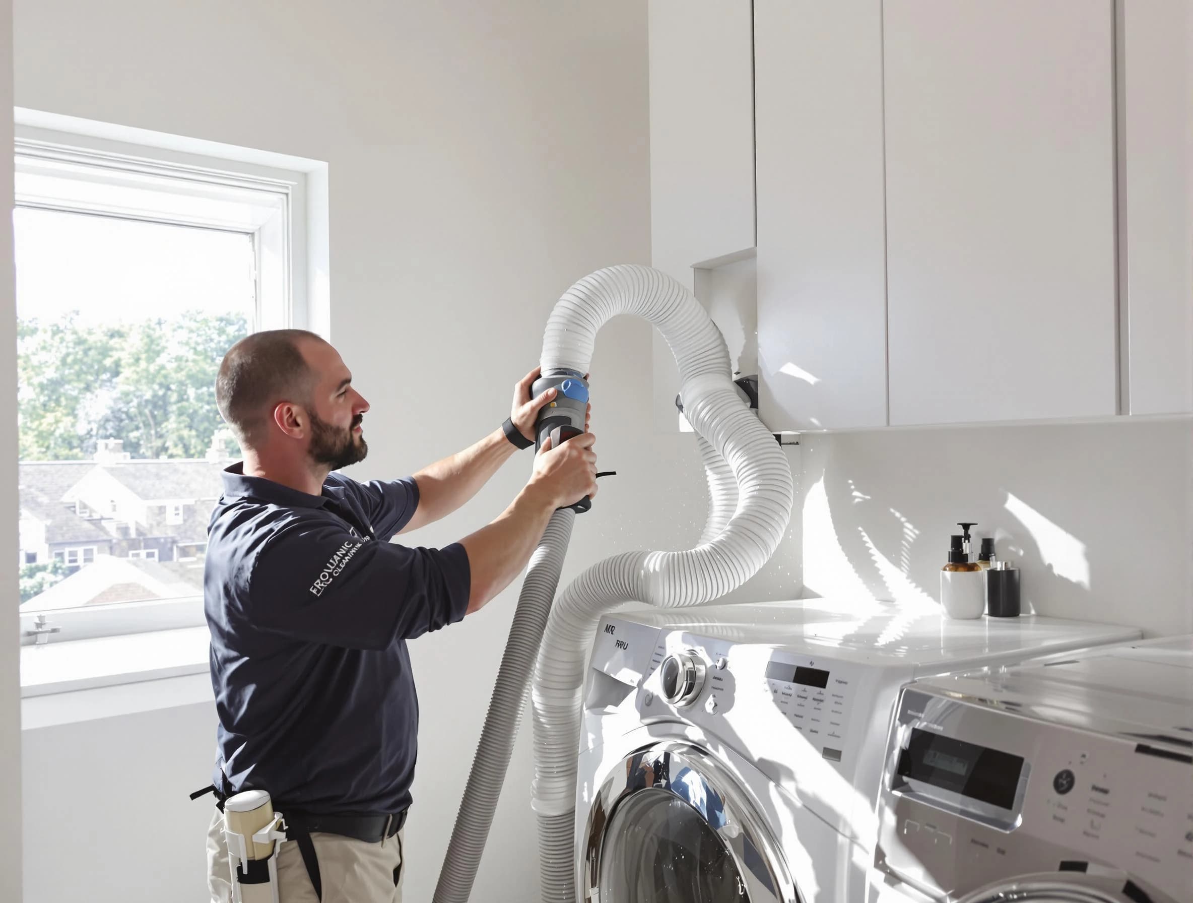 Certified Franklin Dryer Vent Cleaning technician performing dryer vent cleaning in Franklin
