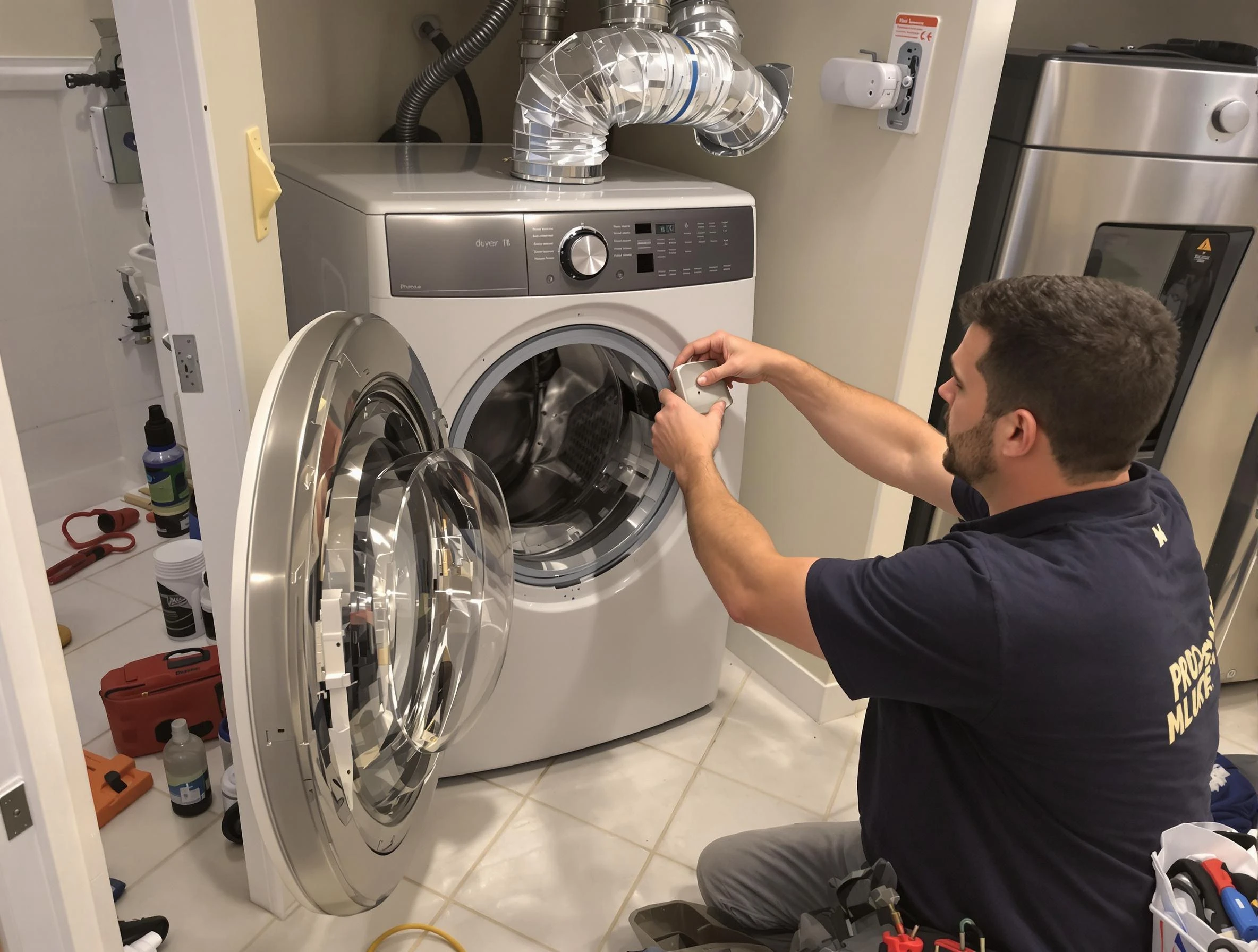 Franklin Dryer Vent Cleaning technician performing precise dryer vent hose installation in Franklin