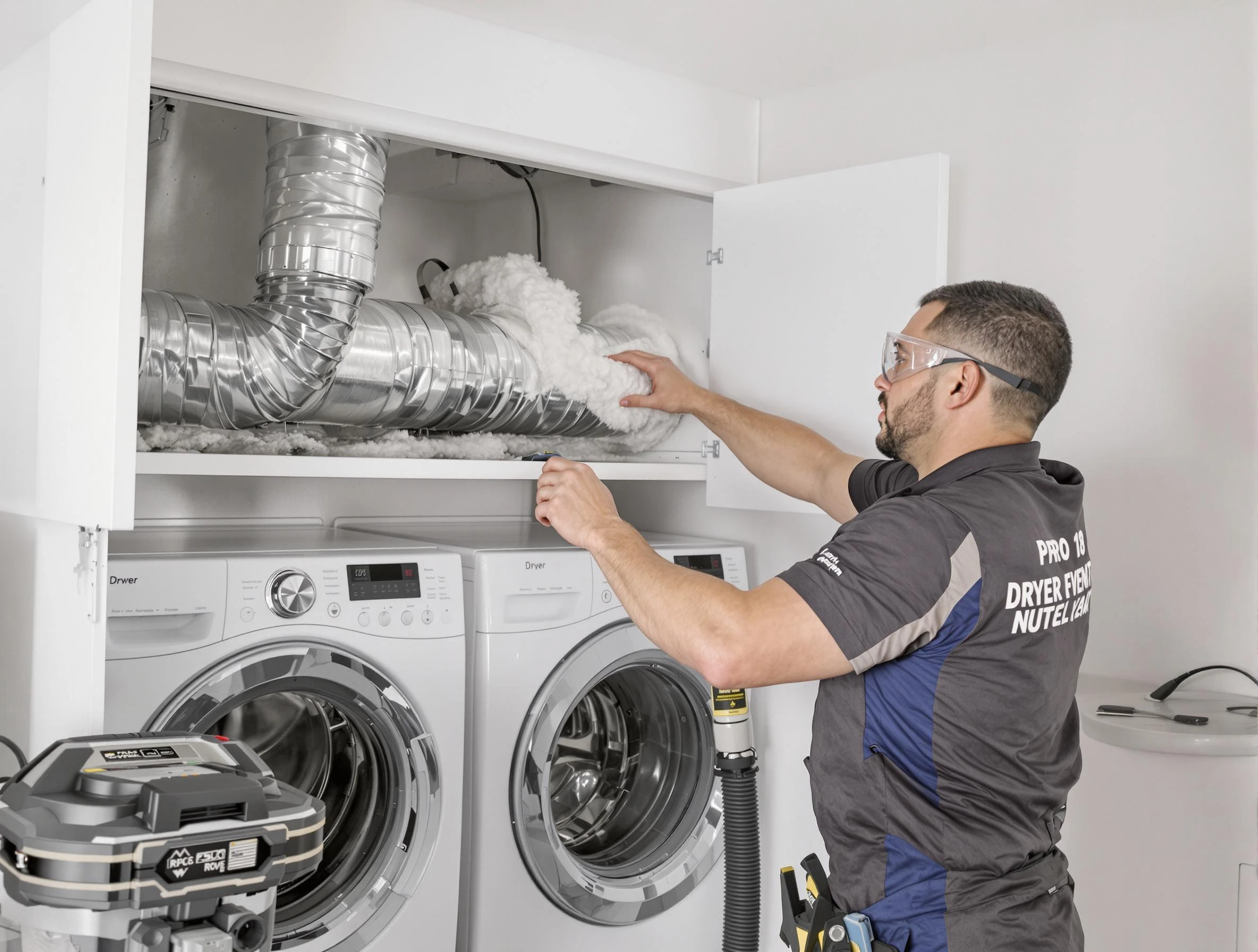 Franklin Dryer Vent Cleaning certified technician performing specialized gas dryer vent cleaning in Franklin