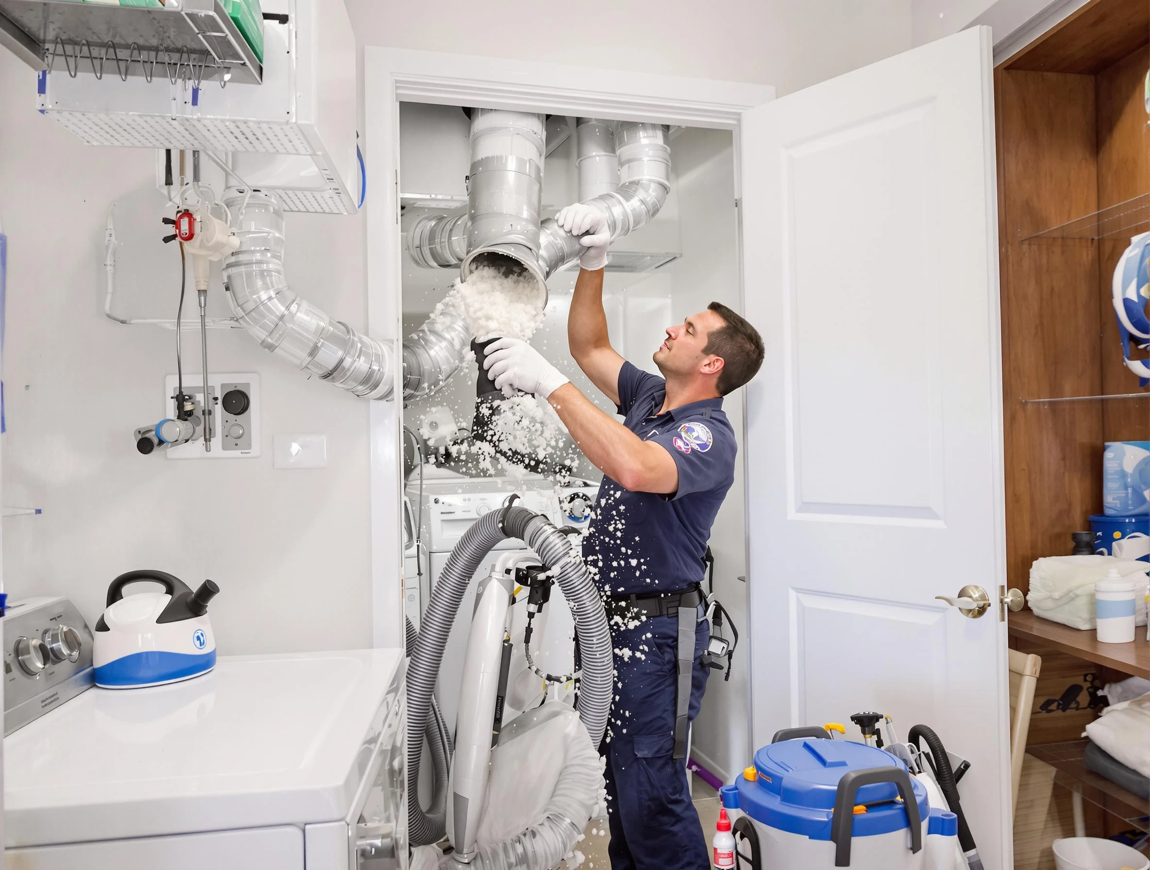 Franklin Dryer Vent Cleaning technician delivering thorough residential dryer vent cleaning service in Franklin